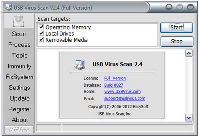USB Virus Scan v2.4 Build 0827 